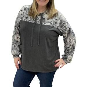 NEW HONEYME faux snakeskin rose hoodie in charcoal
